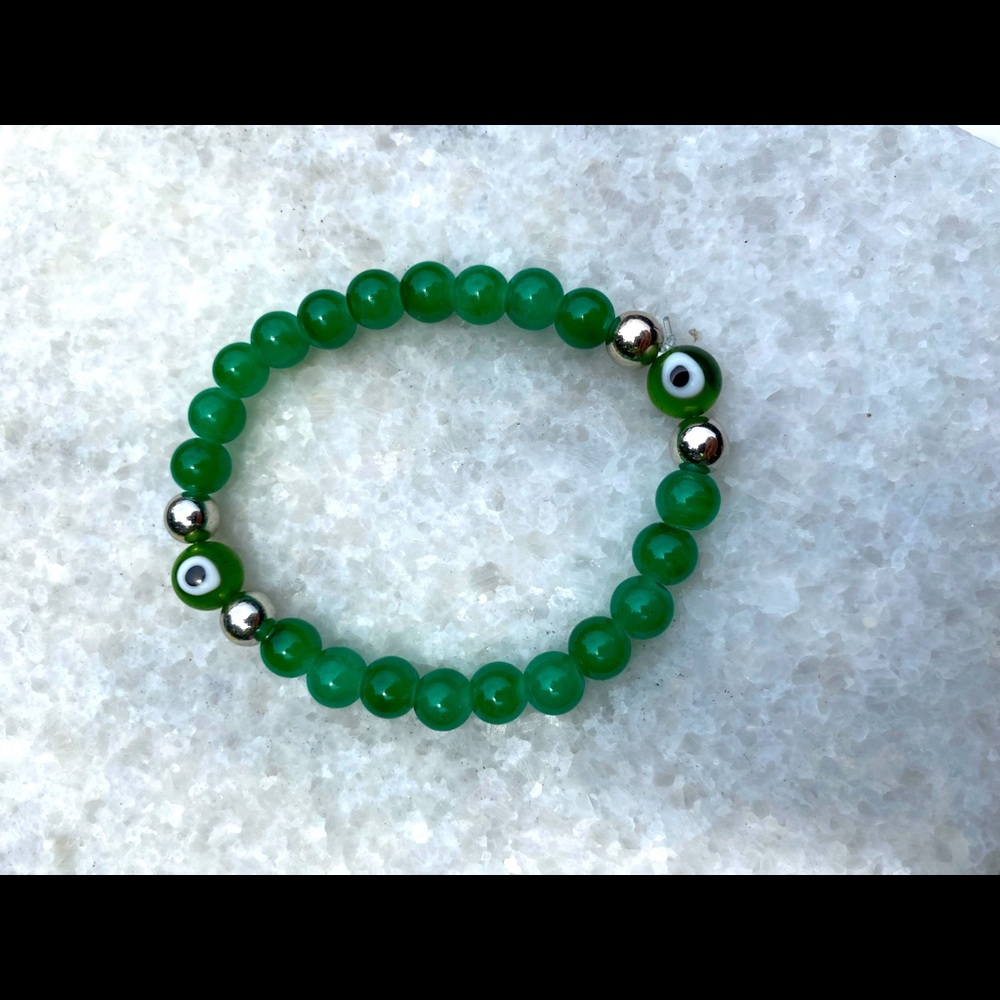 Green Evil Eye Beaded Bracelet